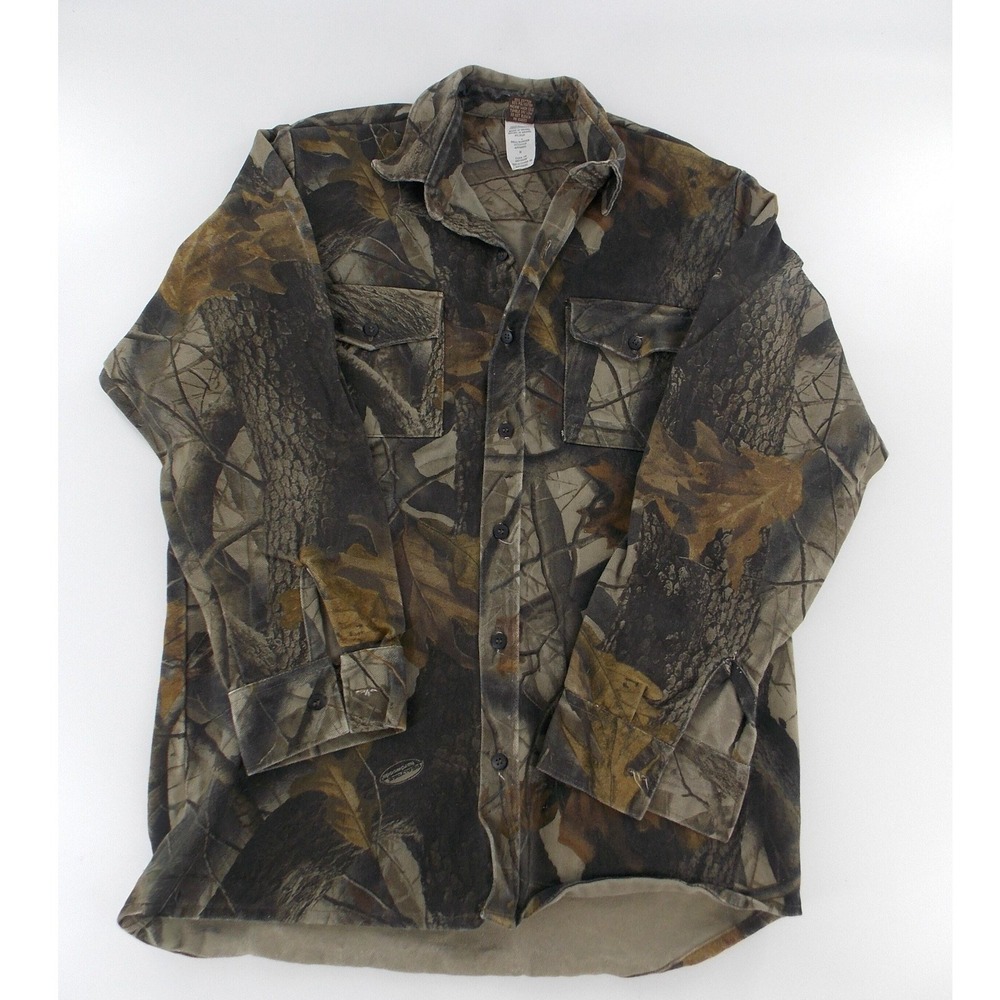 Ranger Camo Button Up Shirt Mens Medium Brown Advantage Timber Camo Excellent